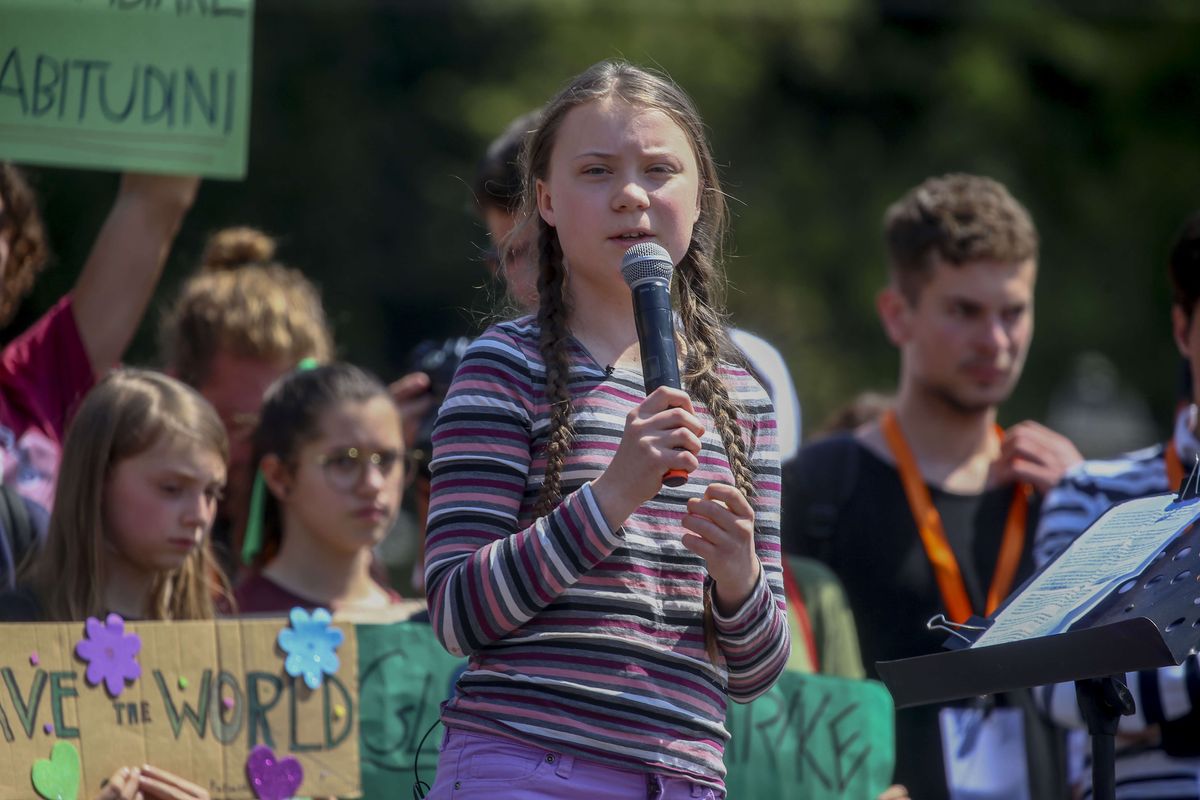 greta thunberg speaks during a 'fridays for future' in