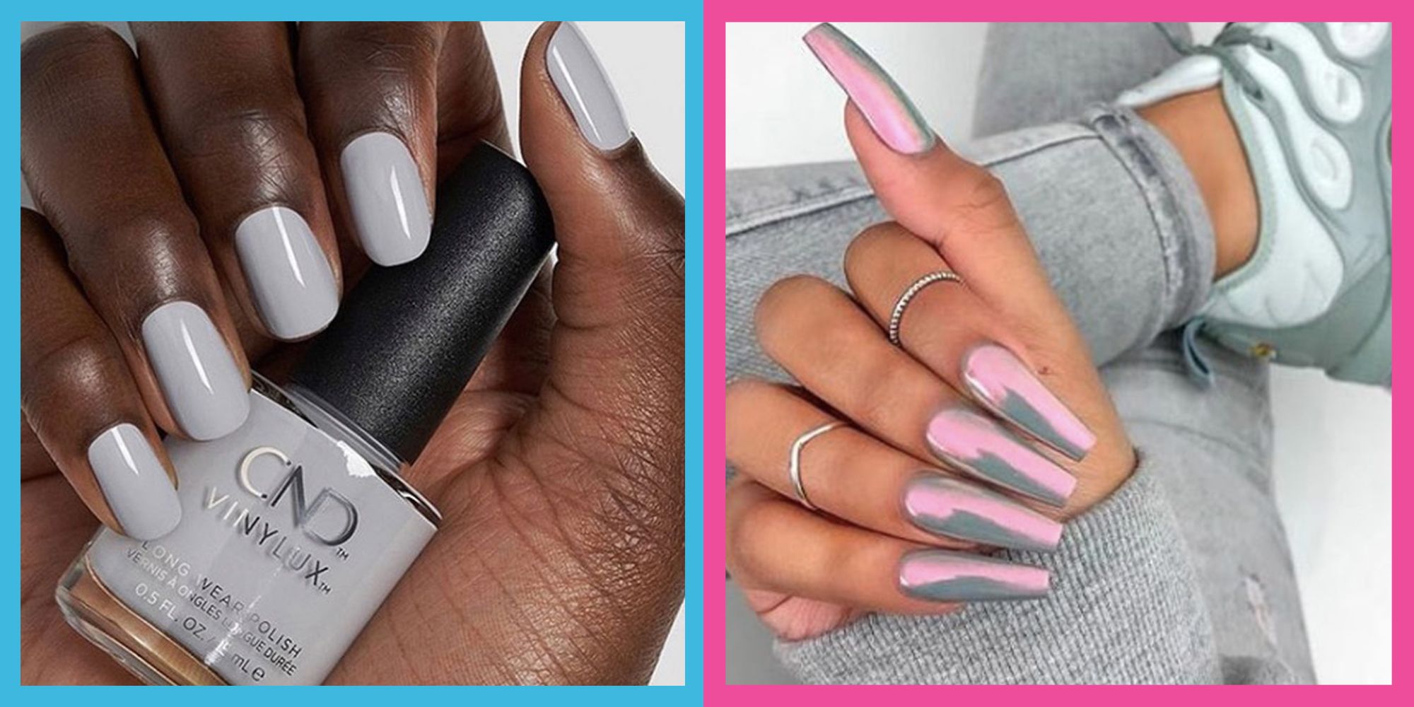 33+ Gray Nail Designs You'll Love - Ray Amaari | Grey nail designs, Pink  nails, Pink grey nails