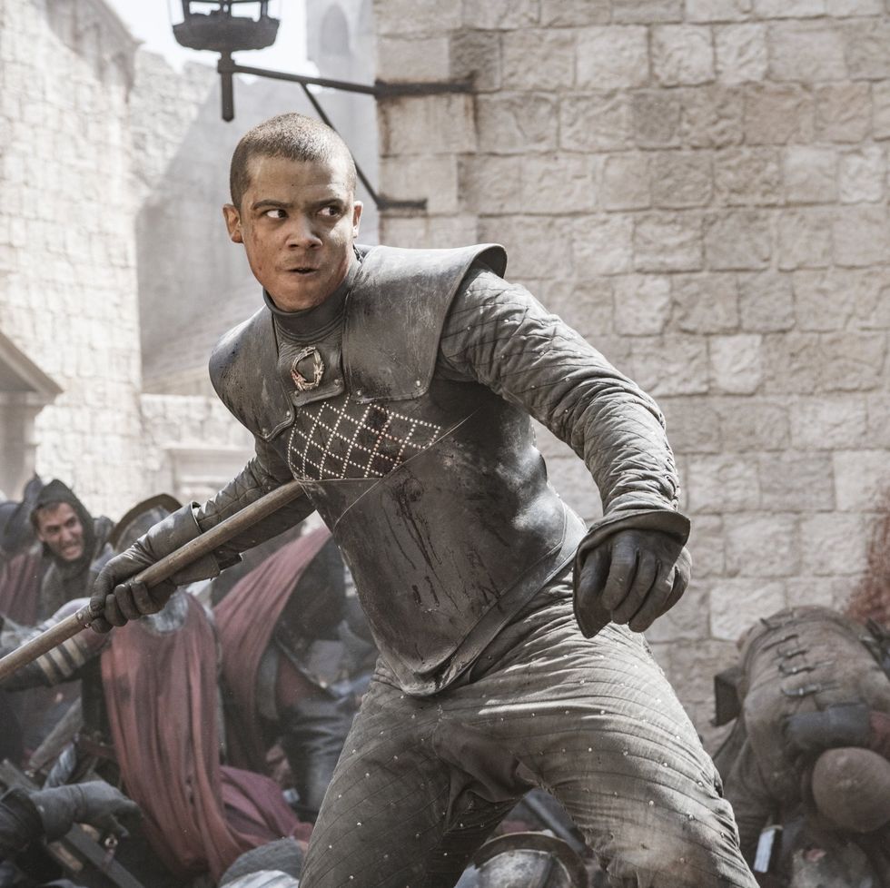 jacob anderson as grey worm in game of thrones season 8 episode 5
