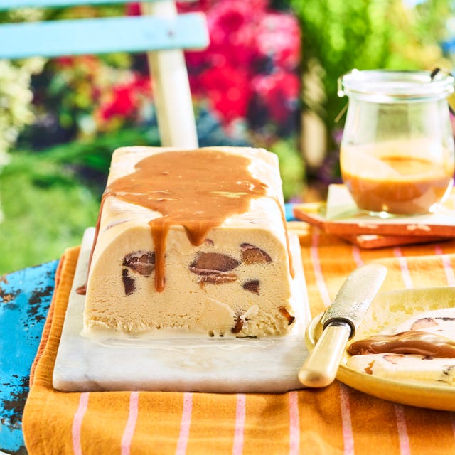 griddled peach and tres leches semifreddo