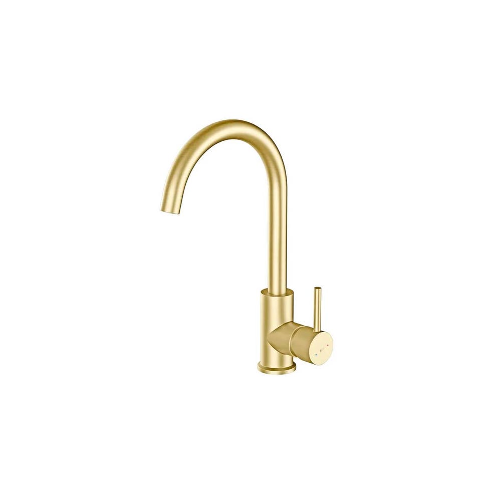 grifo de cocina monomando alto essebagno kiwo en oro