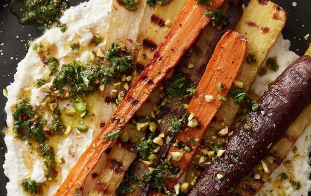 grilled carrots with chimichurri and ricotta grilled carrots with chimichurri and ricotta