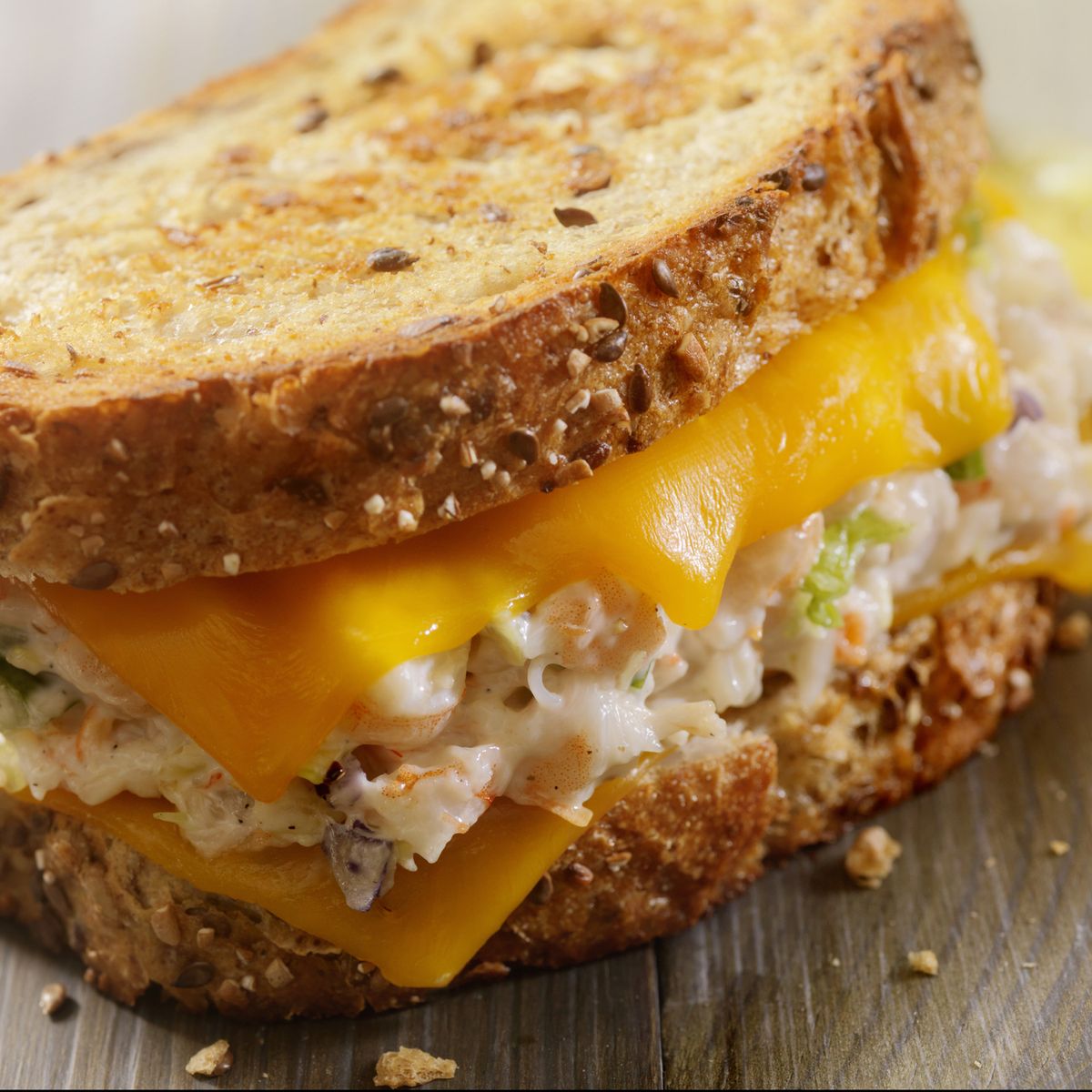 Grilled Cheese Seafood Salad Sandwich