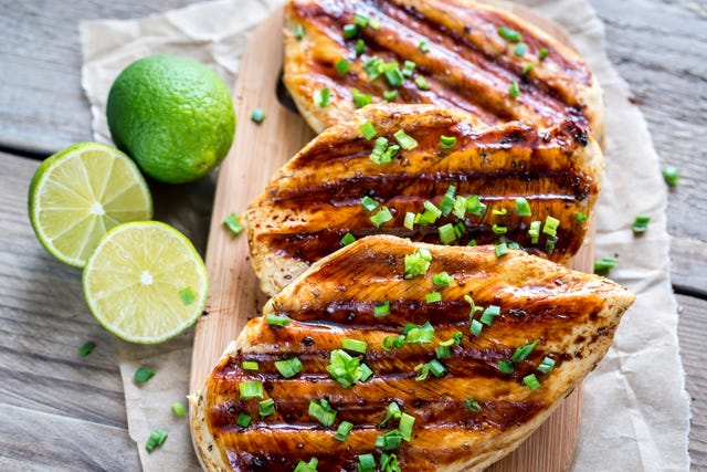 Grilled chicken breasts in lime sauce