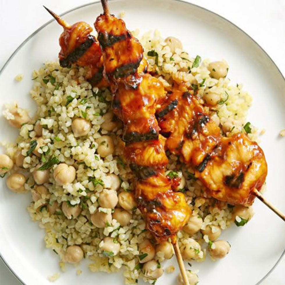 Grilled Chicken Skewers with Basil Couscous