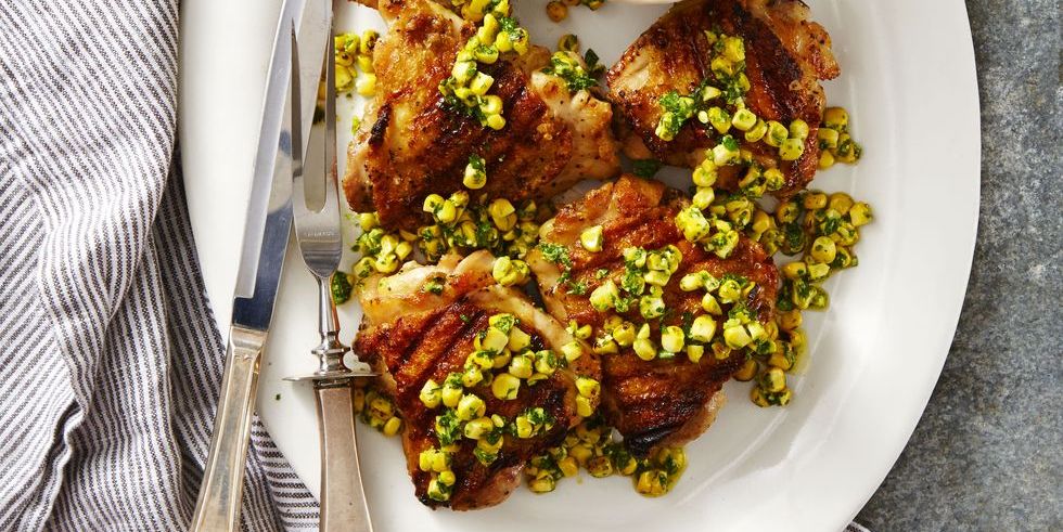 grilled chicken with herbed corn salsa
