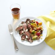 grilled flank steak with garden salad