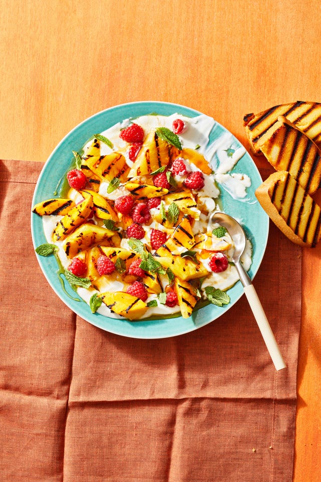 grilled fruit salad with vanilla yogurt
