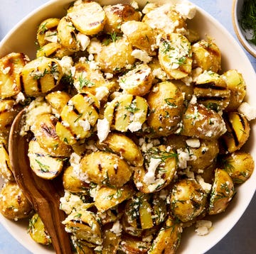Grilled Greek Lemon Potato Salad grilled potatoes tossed with a greek inspired feta and lemon sauce