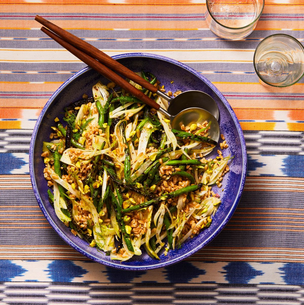 grilled green beans, fennel, and farro