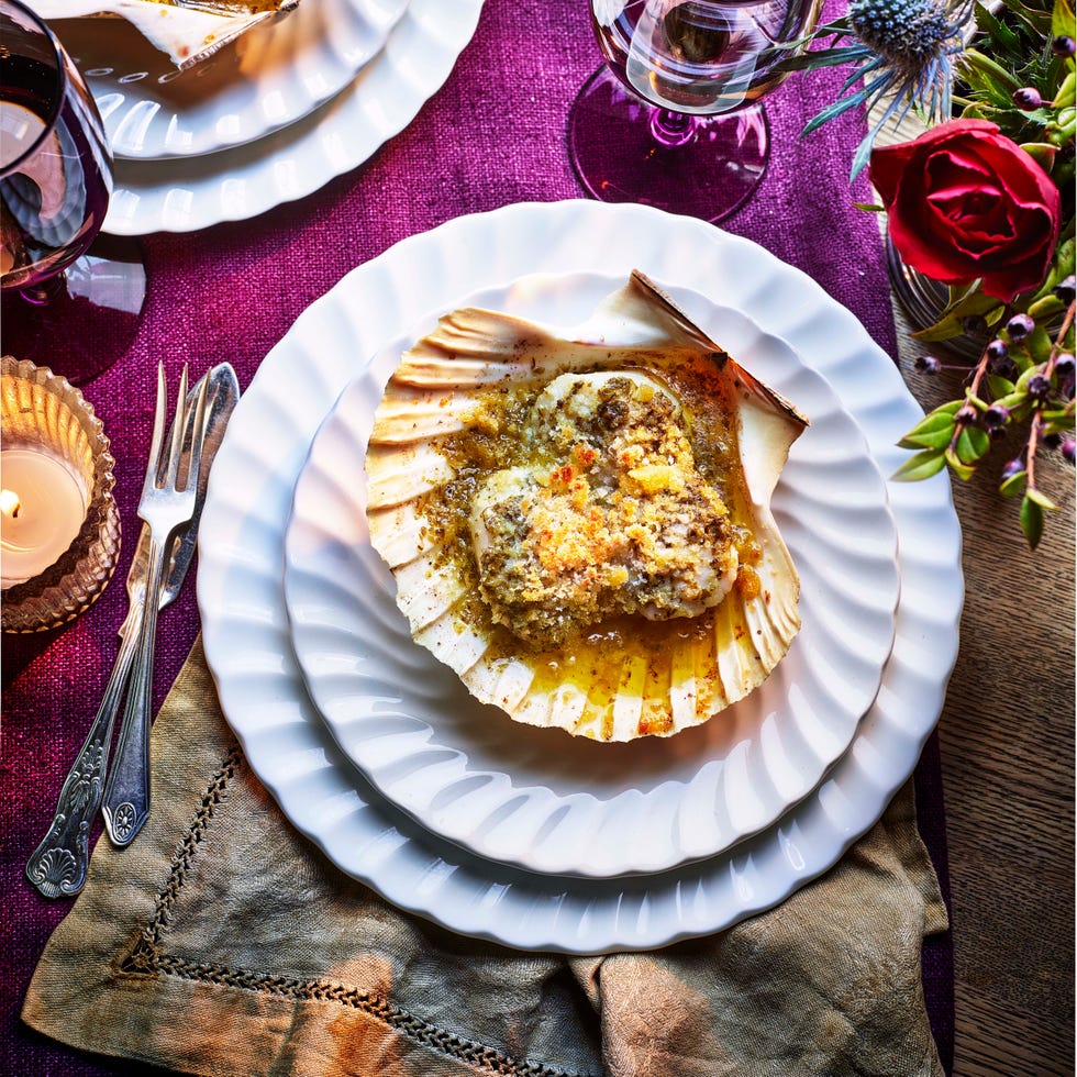 grilled herbed butter scallops