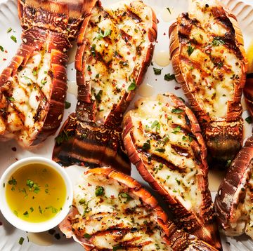 lobster tails grilled and brushed with herb butter