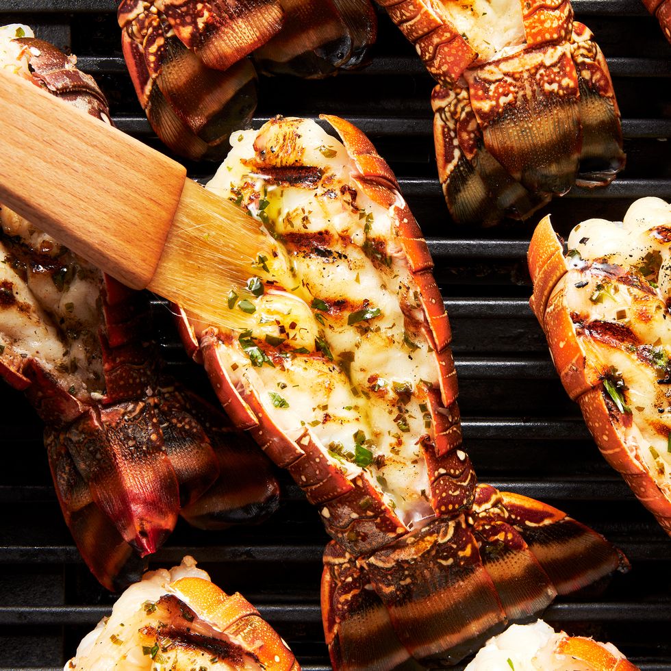 lobster tails grilled and brushed with herb butter