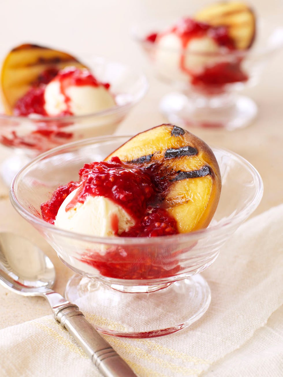 grilled peach melba