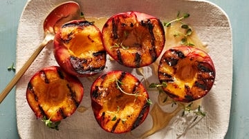 grilled peaches with honey and herbs