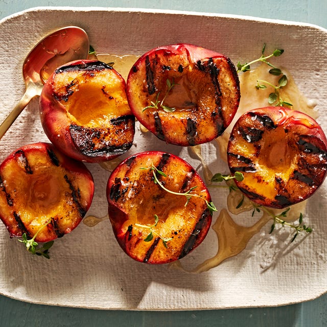 grilled peaches with honey and herbs