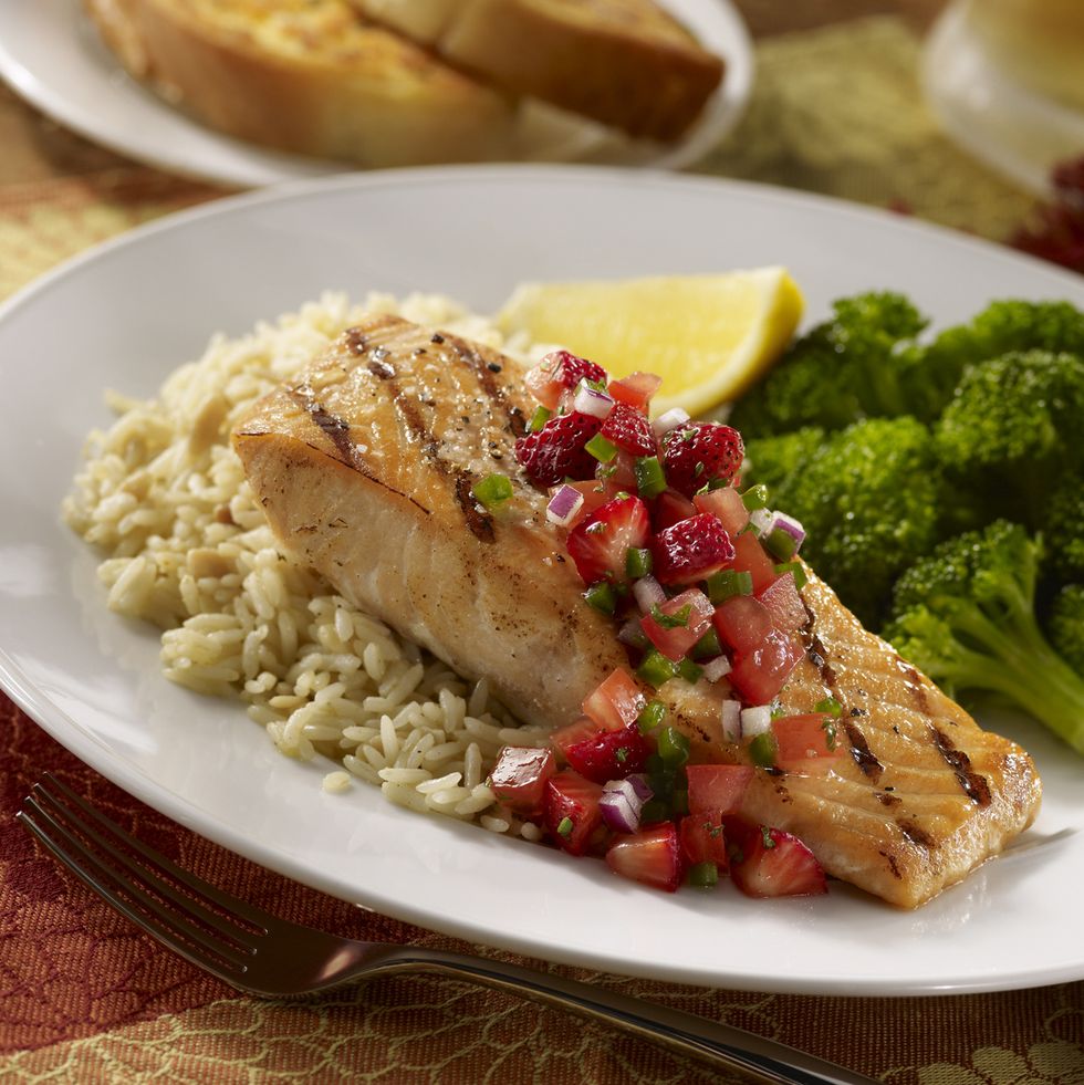 Grilled Salmon Dinner with Strawberry Salsa