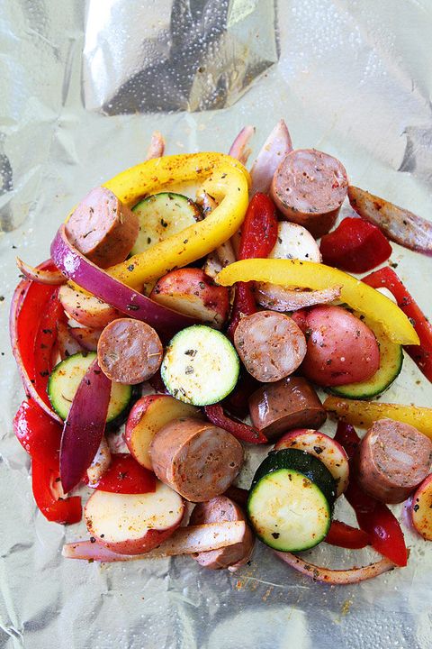 Grilled Sausage and Vegetables Foil Packets