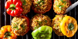 grilled bell peppers stuffed with meat and cheese