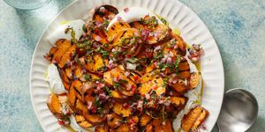 grilled sweet potatoes with lemon herb sauce