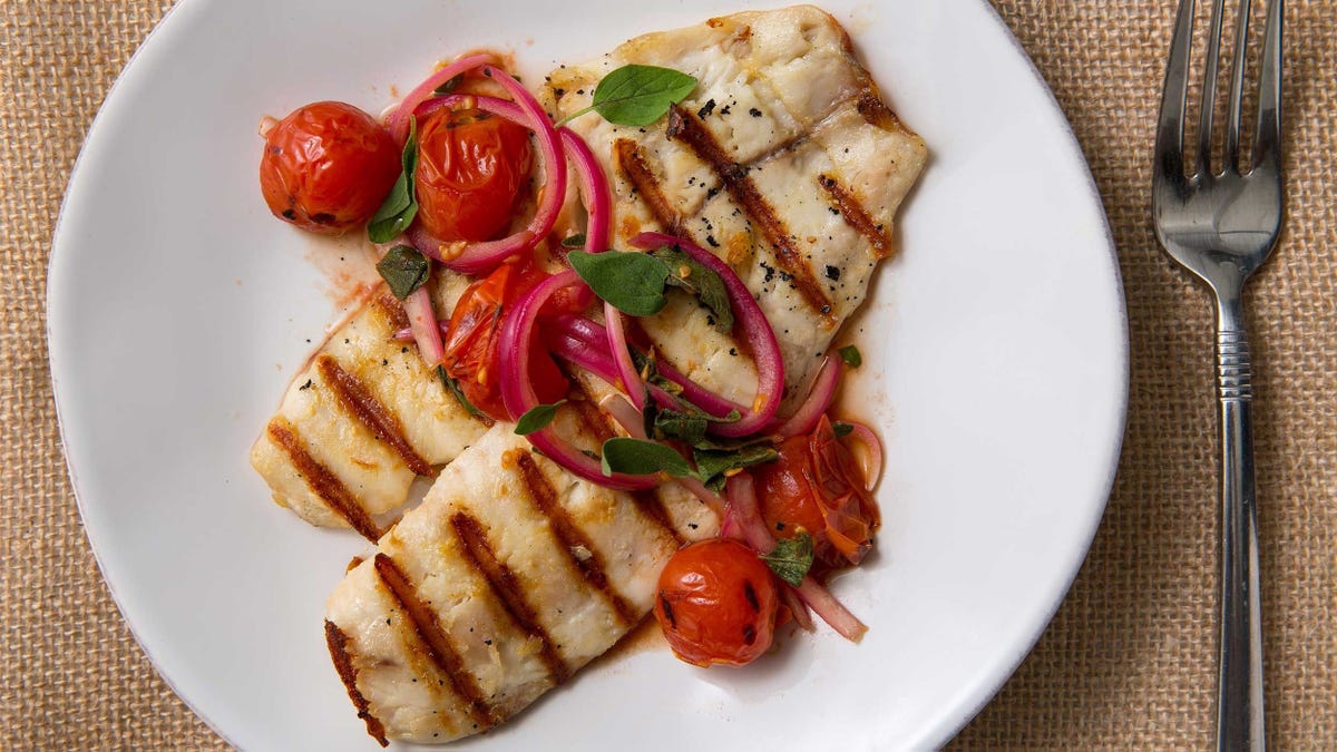 preview for This Grilled Tilapia With Burst Cherry Tomatoes Is A Summer Date Night Classic