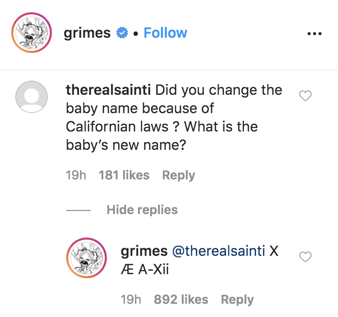 grimes and elon musk just changed their son's name
