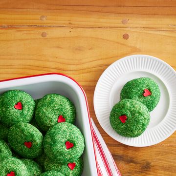 a plate of grinch cookies