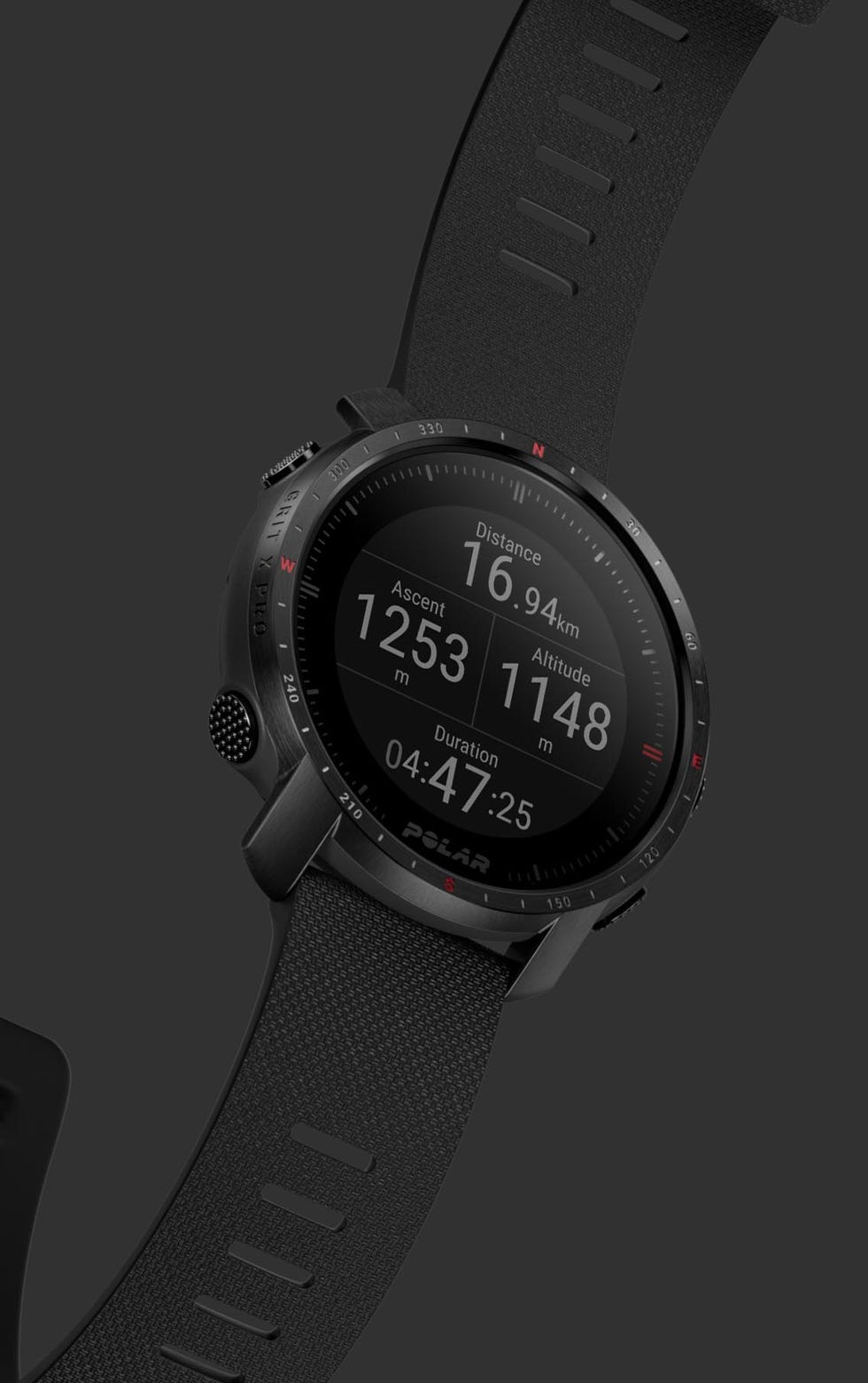 el reloj deportivo polar grit x pro titan en color negro