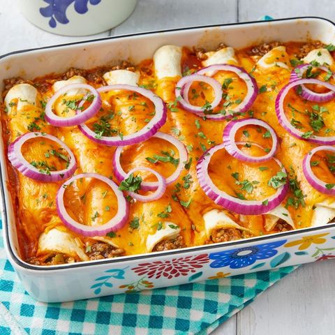 beef enchiladas with red onions