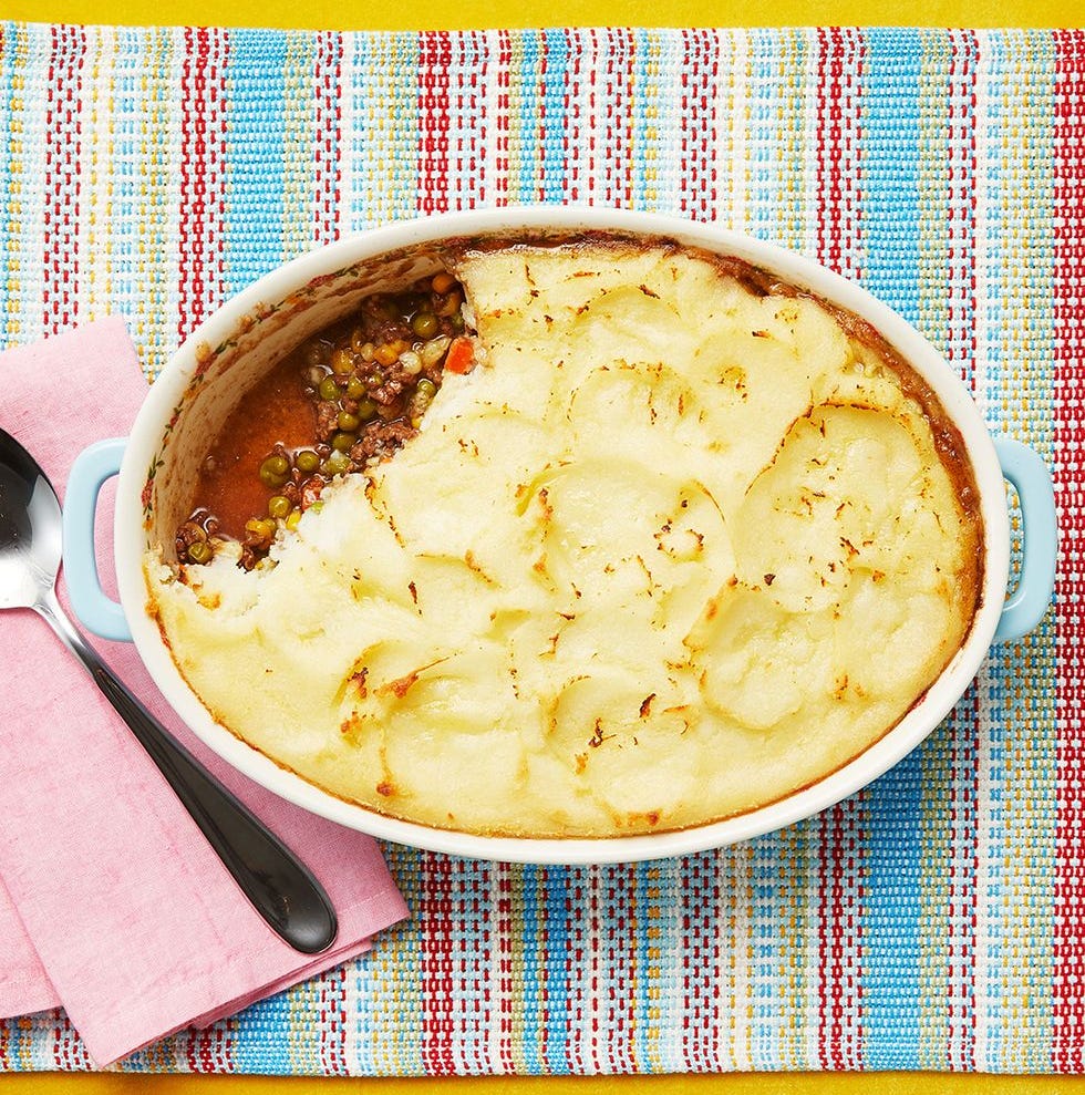 shepherds pie on rainbow background