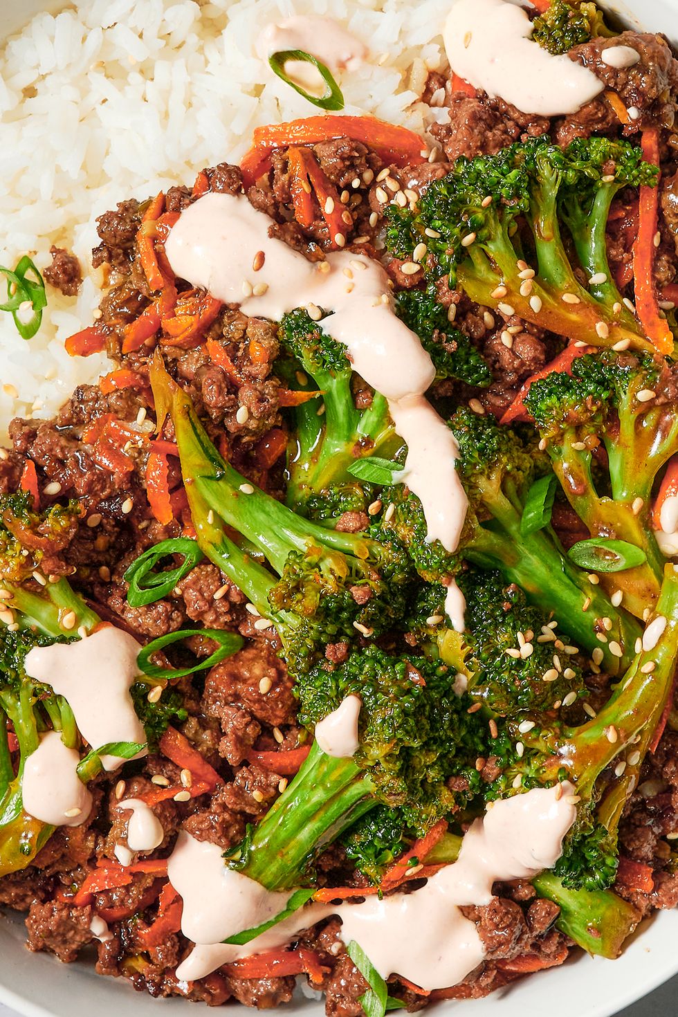 teriyaki based ground beef stir fry with broccoli