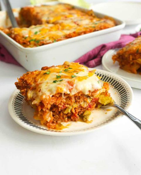 cabbage roll casserole slice on plate