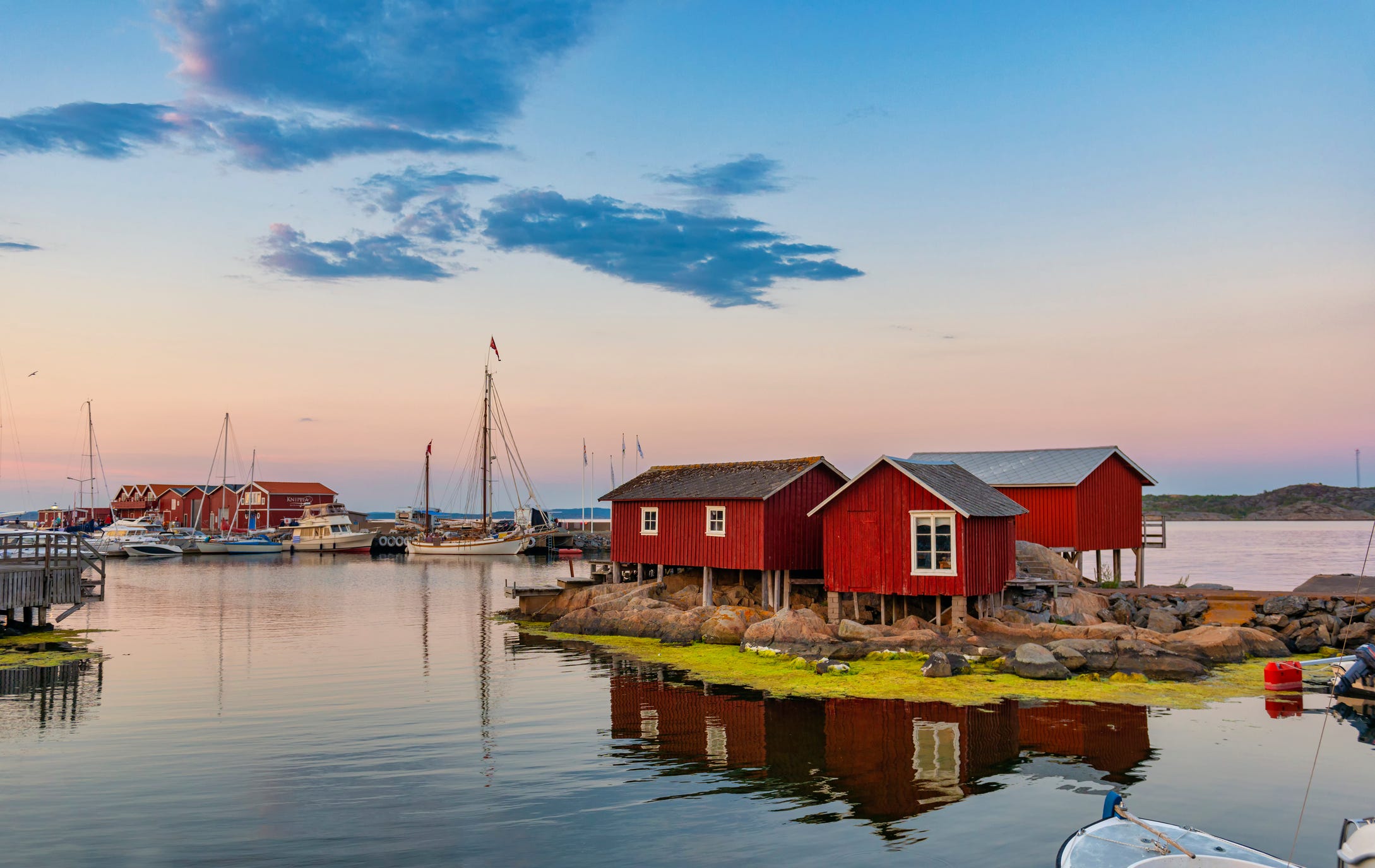 sunset at island of knippla in archipelago of gothenburg, sweden