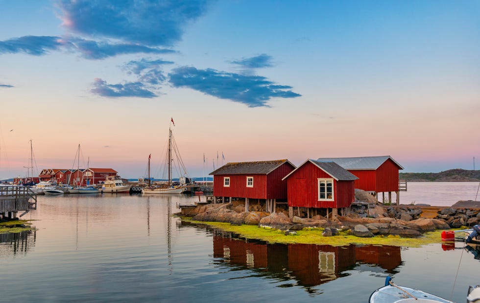 sunset at island of knippla in archipelago of gothenburg, sweden