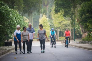 group of active seniors enjoying their golden years