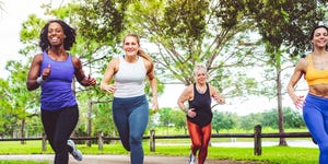 women running on a trail