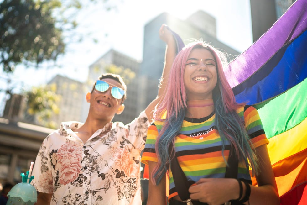 group of friends enjoying the lgbtqi parade