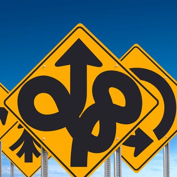 getting back together with ex Group Of Overlapping Bizarre Unusual Road Signs on Blue Sky