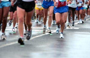 group of runners on the road