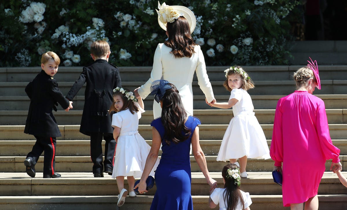 Duchess of Cambridge and Princess Charlotte after the wedding of