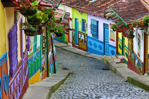 colourful colonial architecture in guatape colombia
