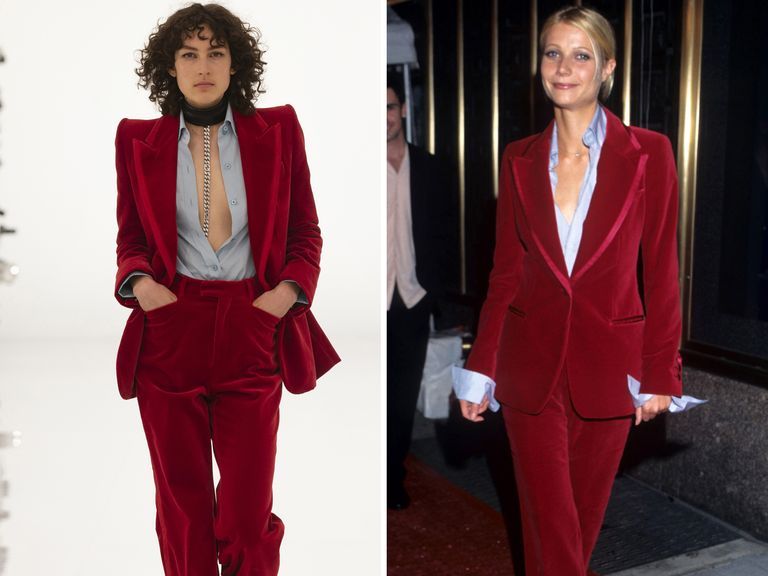 Gucci Gwyneth Paltrow Iconic Red Velvet Suit Fall 2021