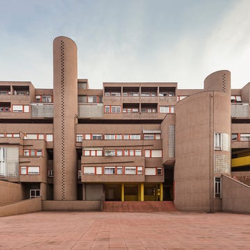 a building with a few chimneys