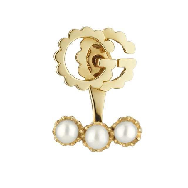 gucci gold and pearl ear cuff