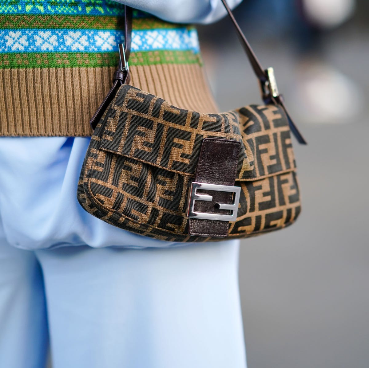 Fendi Baguette Mini Chain Shoulder Bag in Red