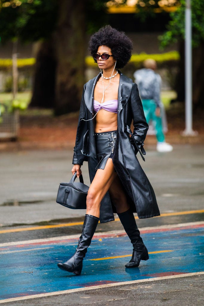 Edgy Leather Trench Coat