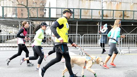 preview for Visually Impaired Man Runs Half Marathon Completely Guided by Dogs
