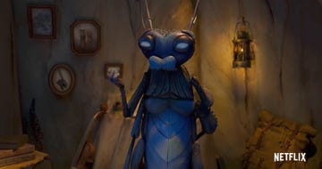 ewan mcgregor's character, jiminy cricket, guillermo del toro's pinocchio