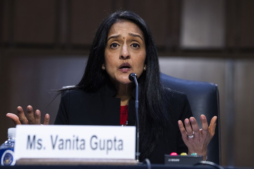 united states   march 09 vanita gupta, nominee for associate attorney general, testifies during her senate judiciary committee confirmation hearing in hart building on tuesday, march 9, 2021 lisa monaco, nominee for deputy attorney general, also testified photo by tom williamscq roll call
