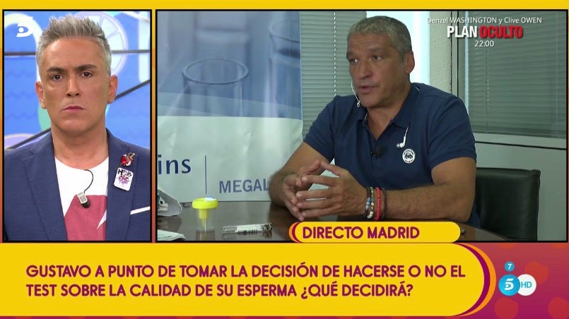 Gustavo González sálvame prueba fertilidad 